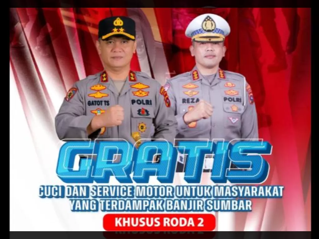 Gratis Cuci-Servis Motor Banjir! Polisi Sumbar Bikin Warga Auto Happy Pascabencana